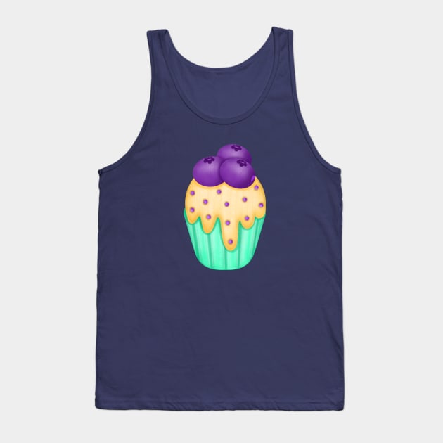 Cute blueberries cupcake 🫐. Tank Top by Onanong art design shop.